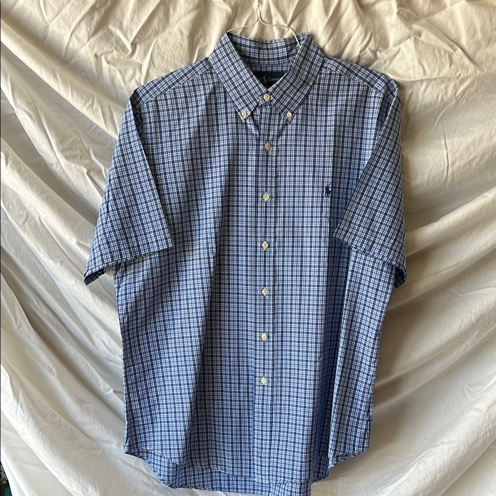 Ralph Lauren SS Blue Casual Button Down Shirt with Plaid Design